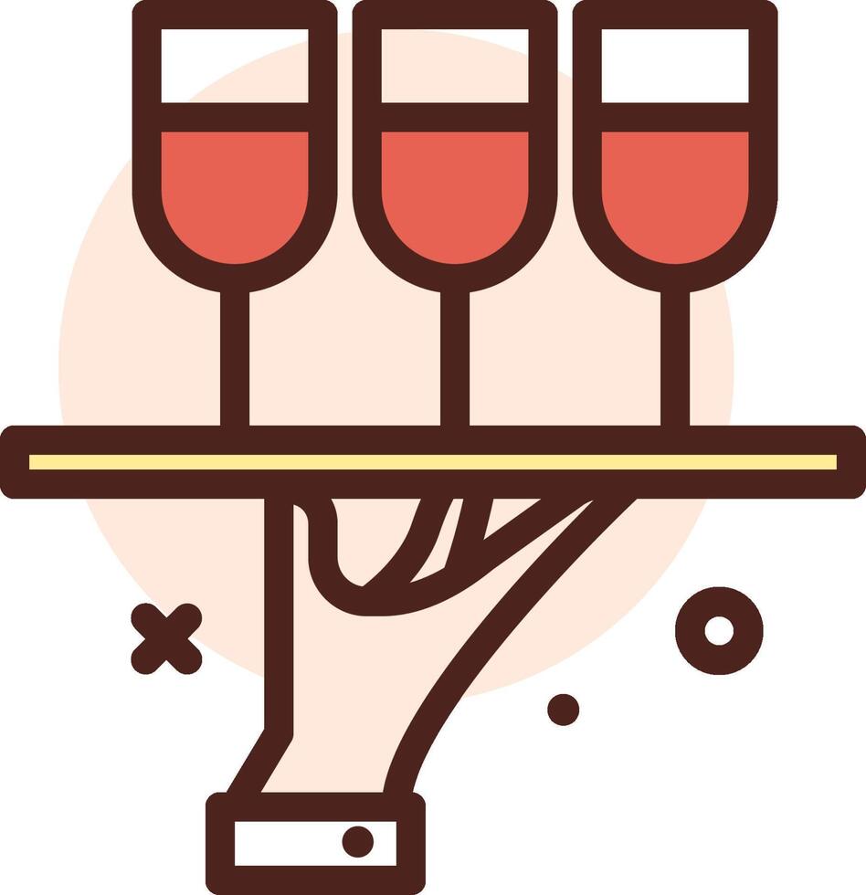 A hand holding a tray with three glasses of wine vector