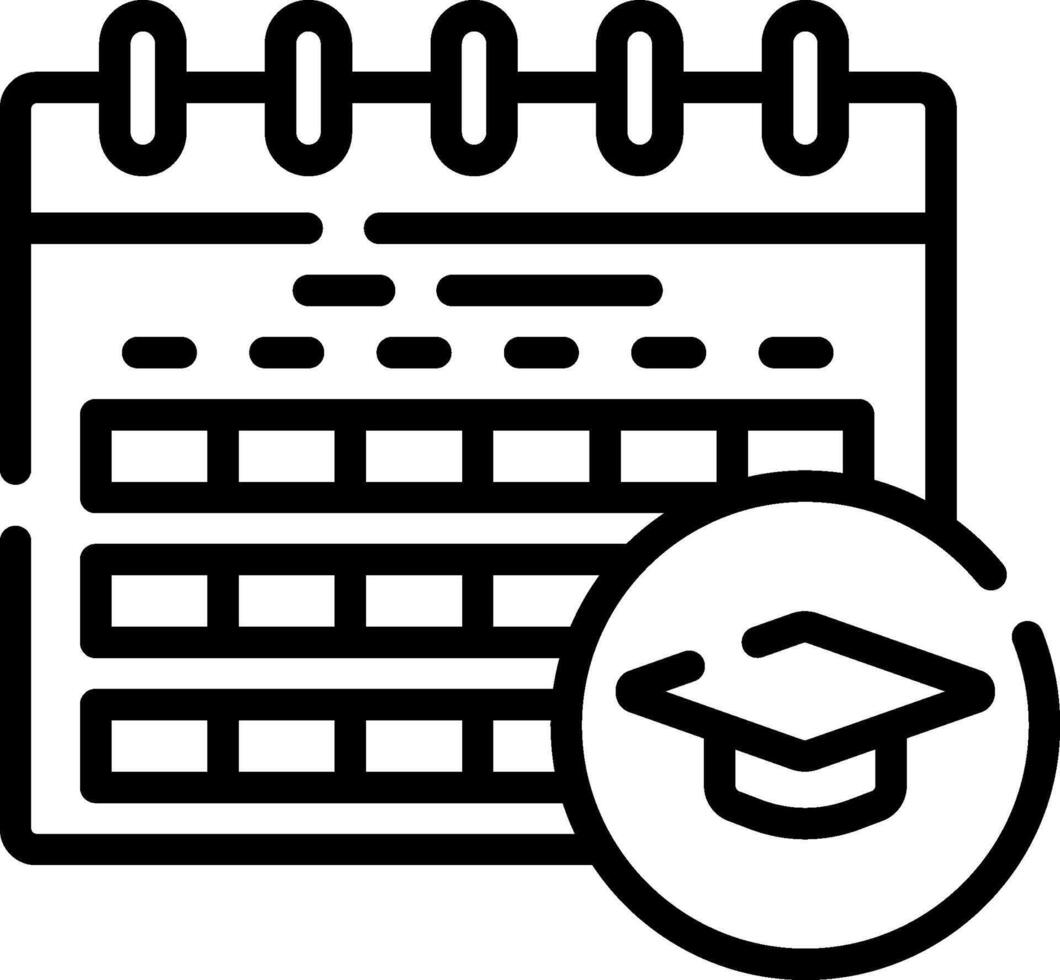 A calendar icon with a graduation cap on it vector