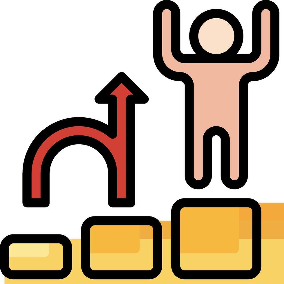 A man is standing on top of a ladder with an arrow pointing up vector
