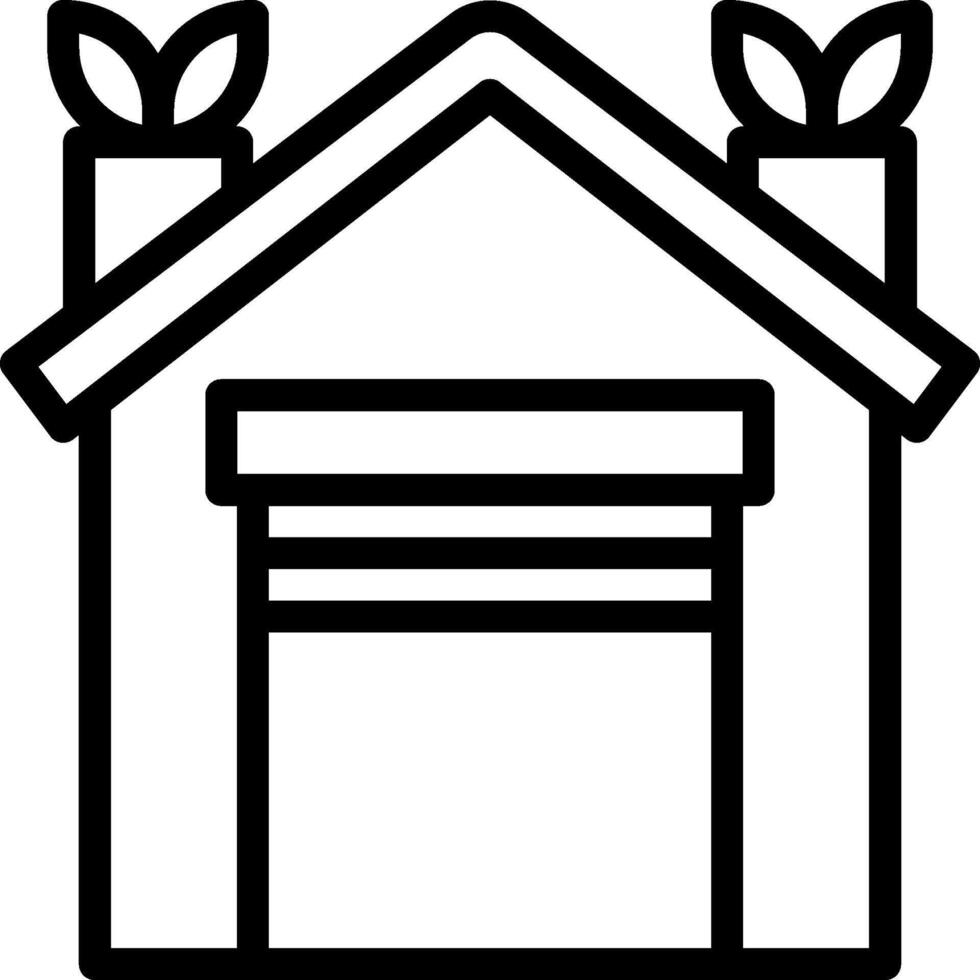 A black and white house icon with a window and door vector