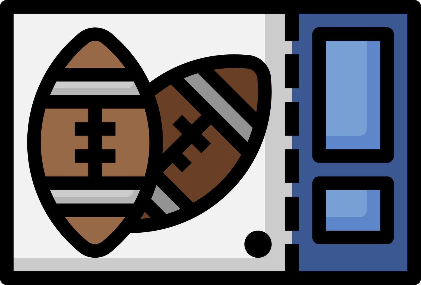 Footballs in a box with a clock vector