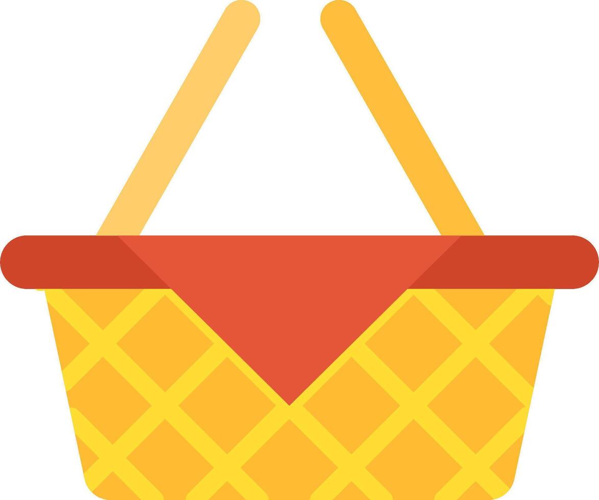 A basket with a red and yellow checkered pattern vector