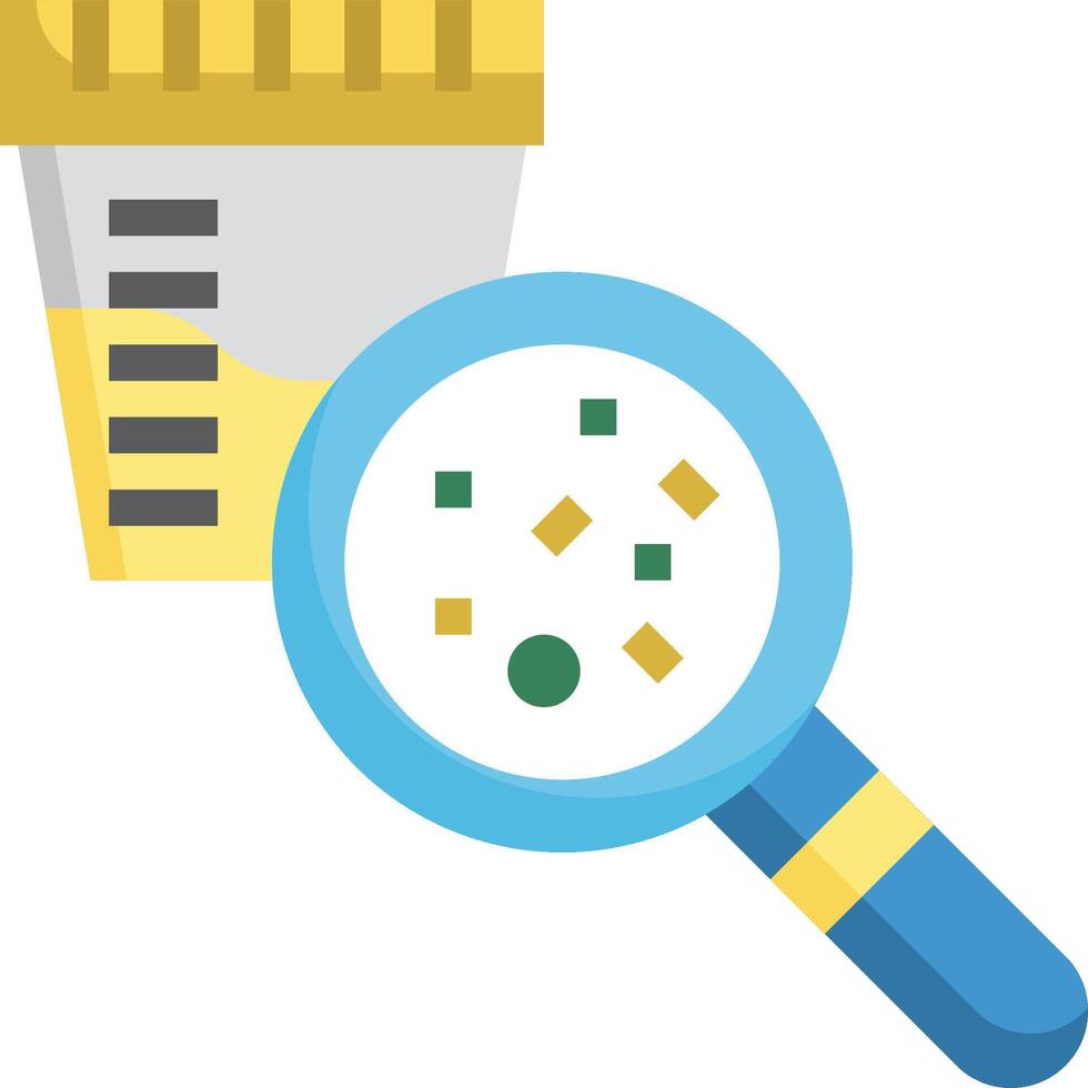 Magnifying glass and a container with yellow dots vector