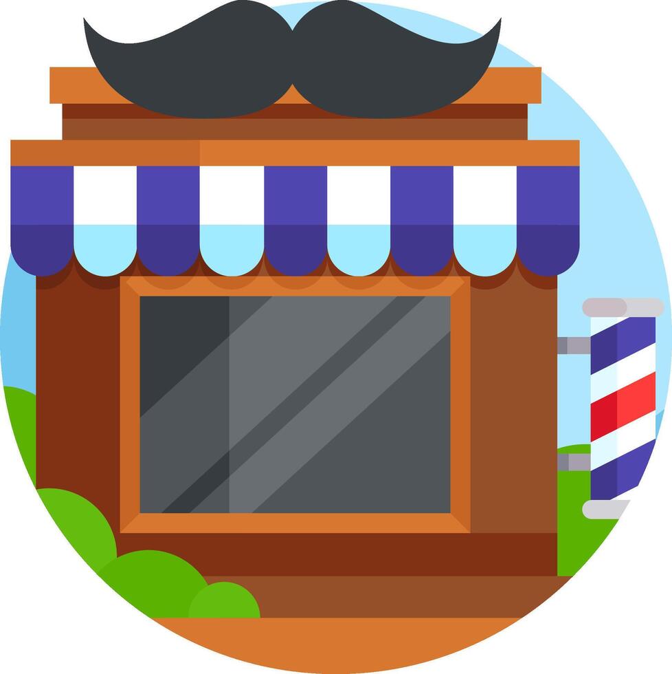 Barber shop with window and mustache vector