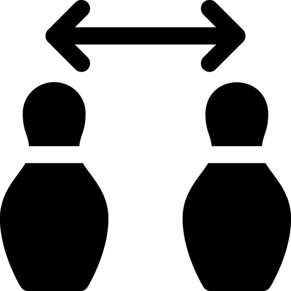 Two bowling pins are facing each other with arrows pointing to the left vector