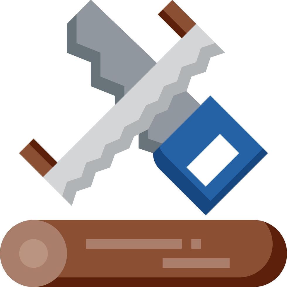 A saw and a log with a knife on top vector