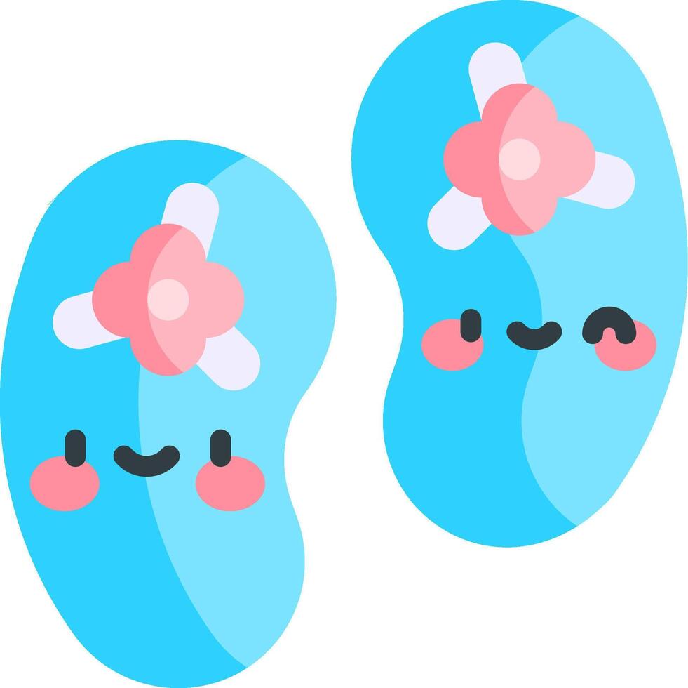 Two blue flip flops with flowers on them vector