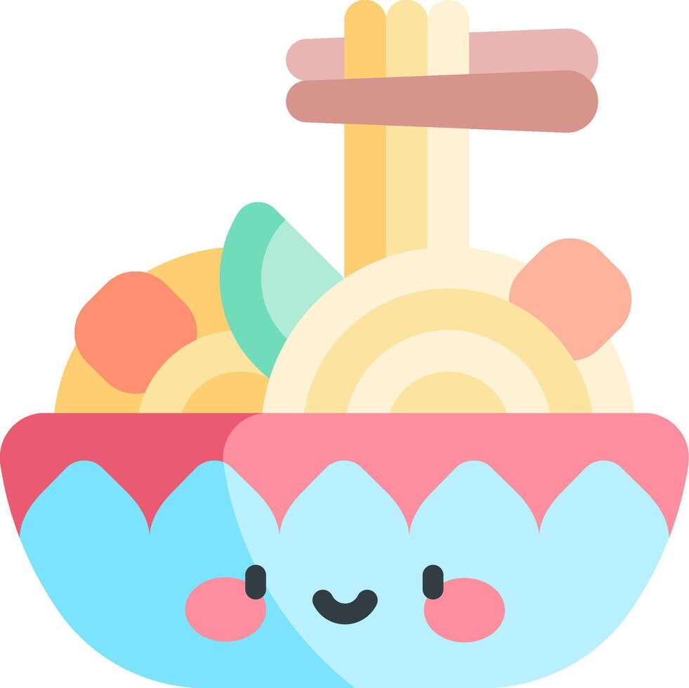 A bowl of noodles with a smiley face on it vector
