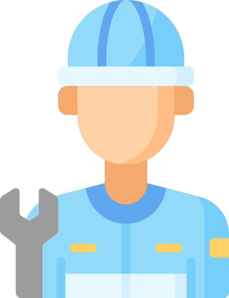 A man in blue overalls holding a wrench vector