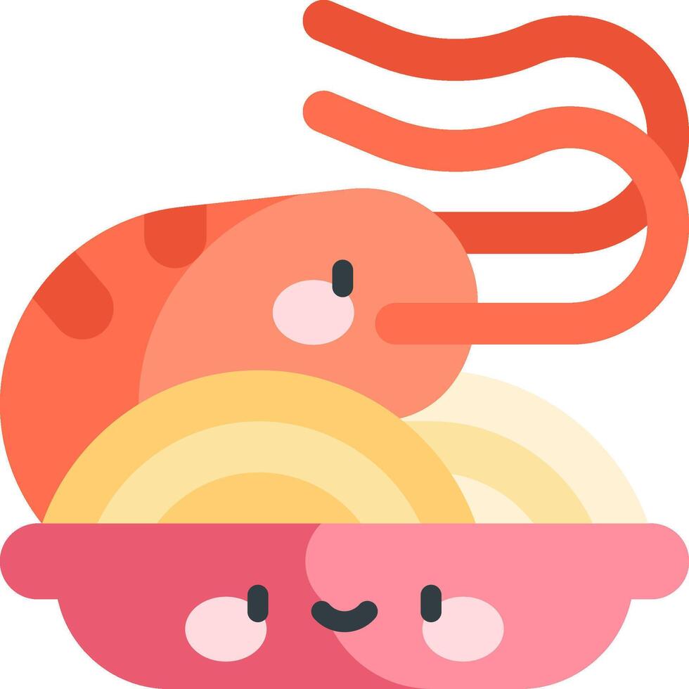 A cartoon crab and a bowl of noodles vector