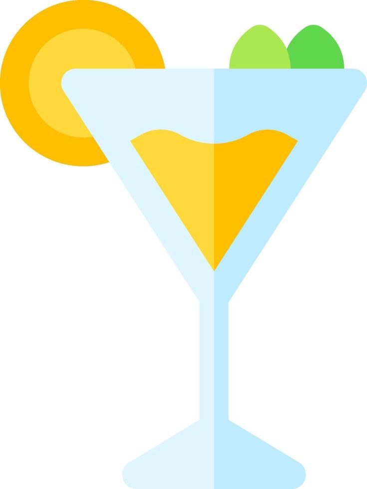 A martini glass with a lemon slice vector