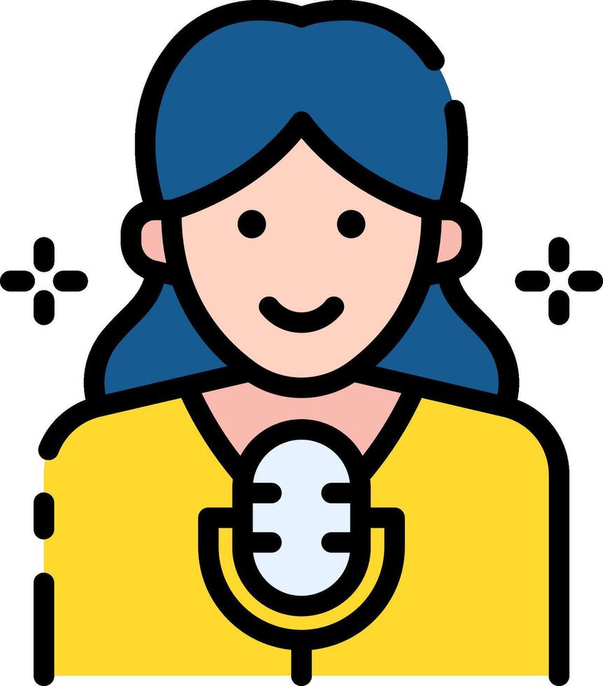 A woman with a microphone icon vector