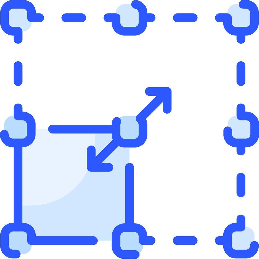 A blue square with arrows pointing to the right vector