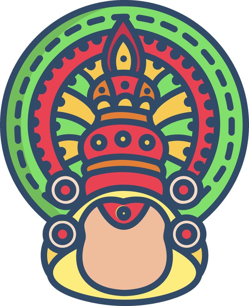 An indian headdress with a colorful design vector