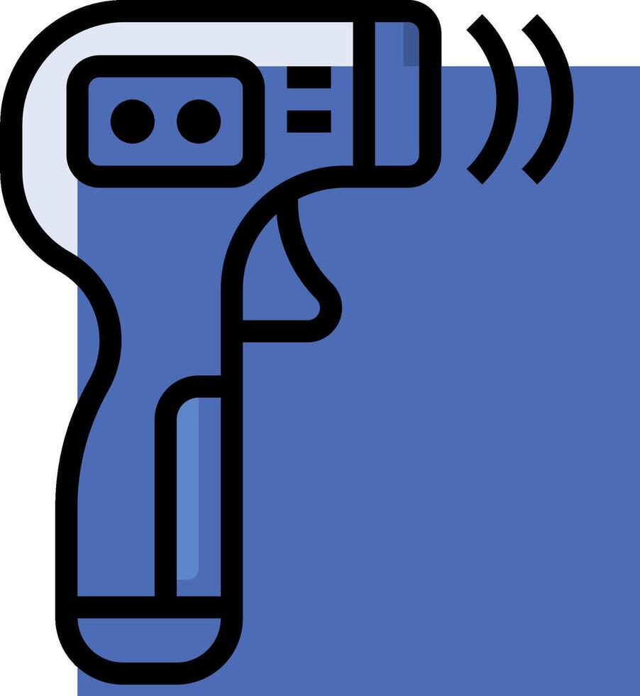 A blue and white icon of a gun with a blue background vector