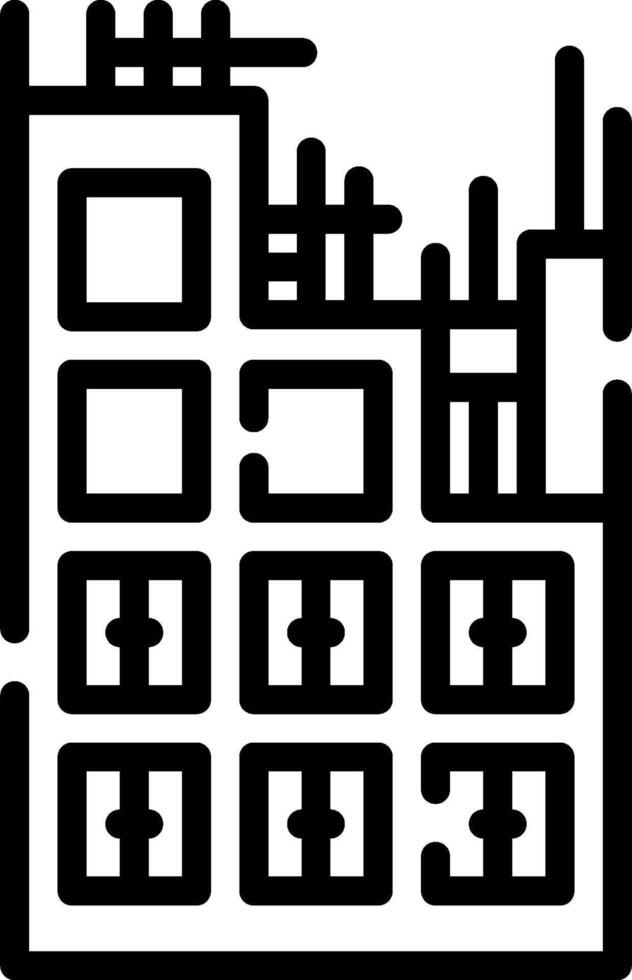 A black and white building icon vector