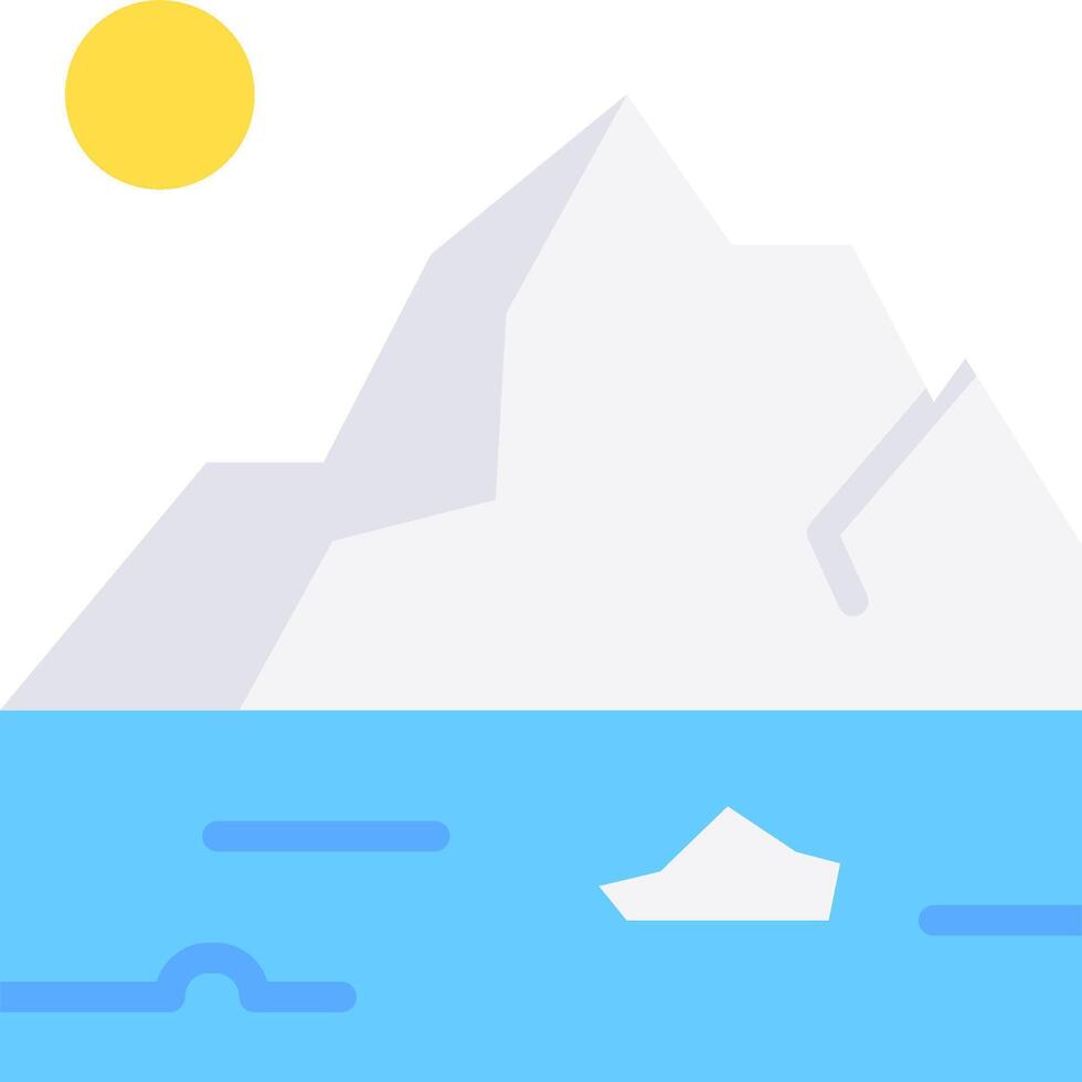An iceberg floating in the ocean with a sun in the background vector