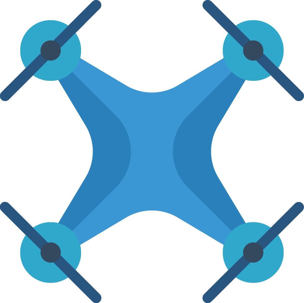 A blue drone flying over a white background vector