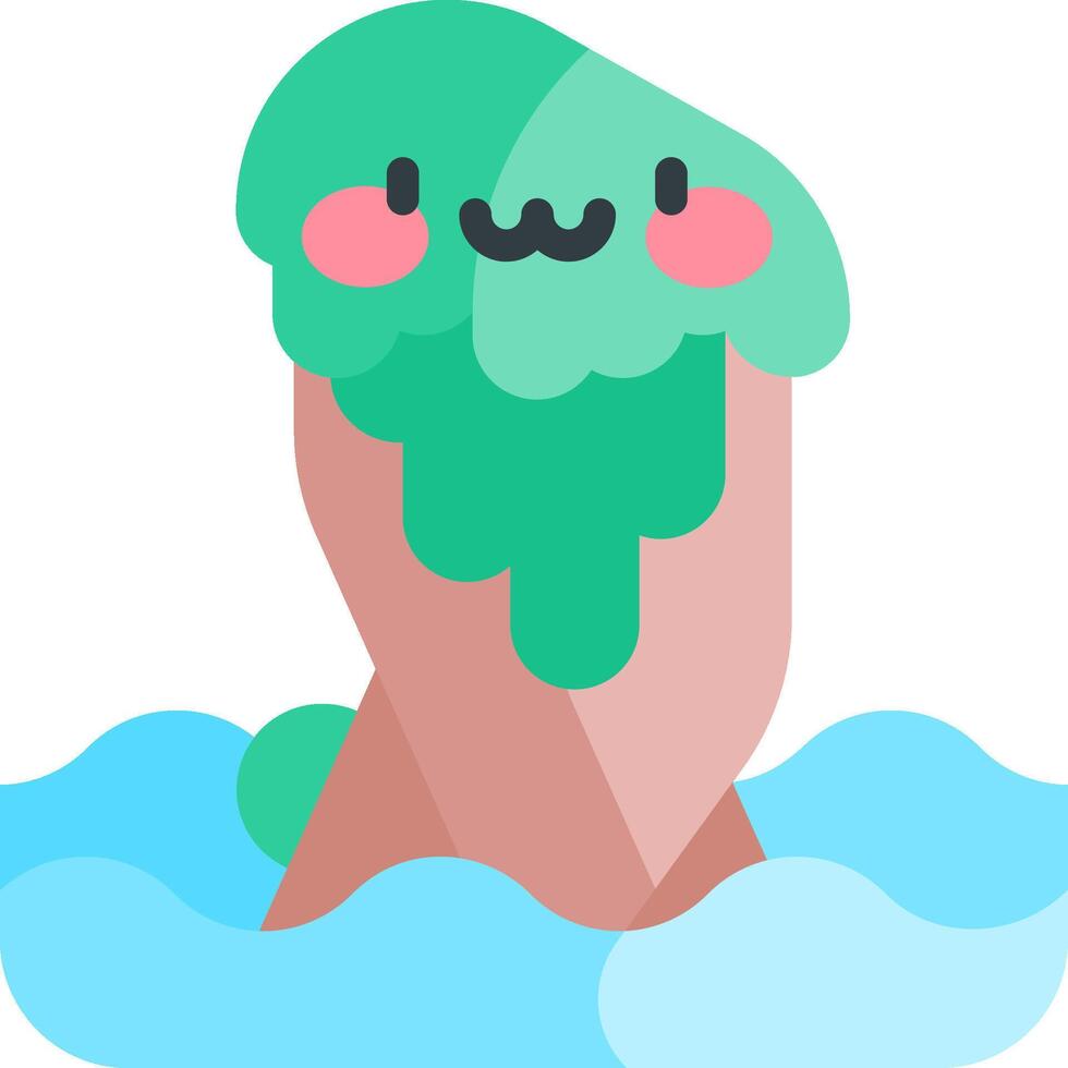 A cute green slime floating in the water vector