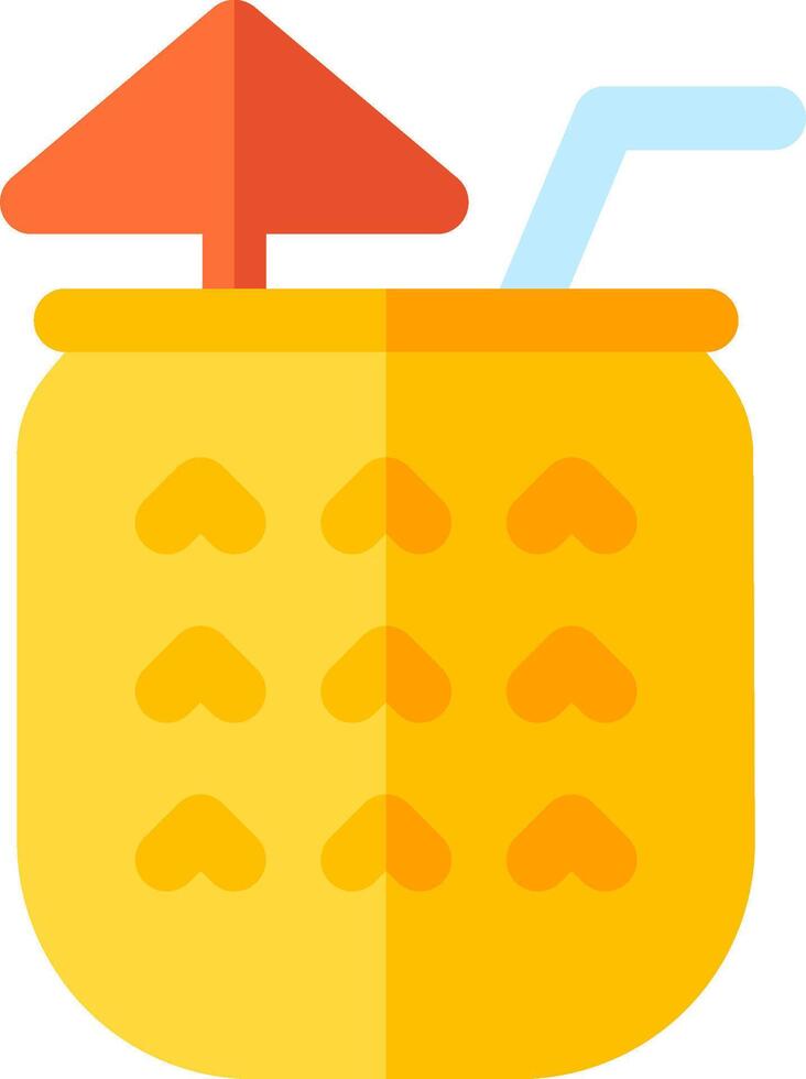 A yellow bucket with a straw and umbrella vector