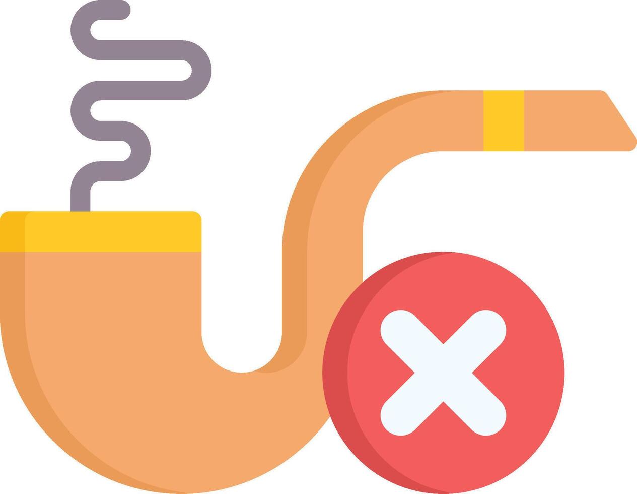 A pipe with a red x on it and a smoking pipe vector