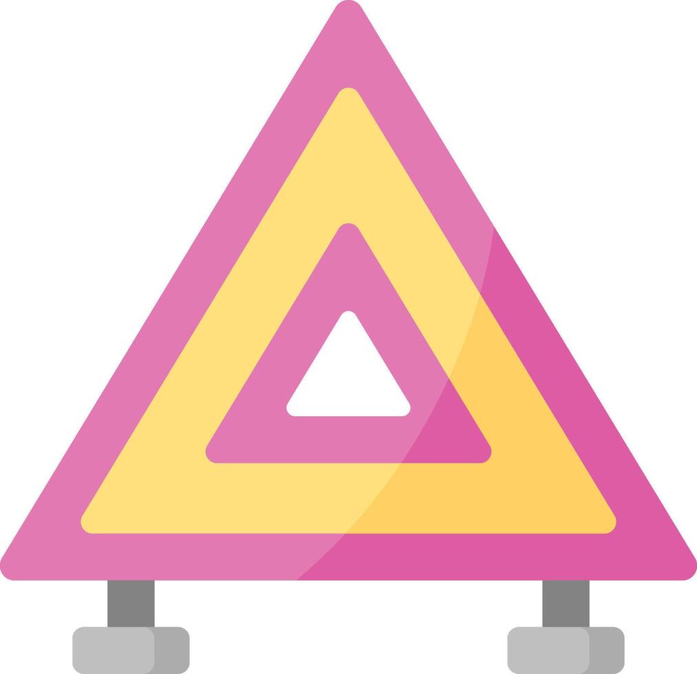 A yellow and pink triangle with a warning sign vector