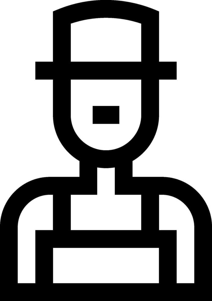 A black and white icon of a man in a hat vector