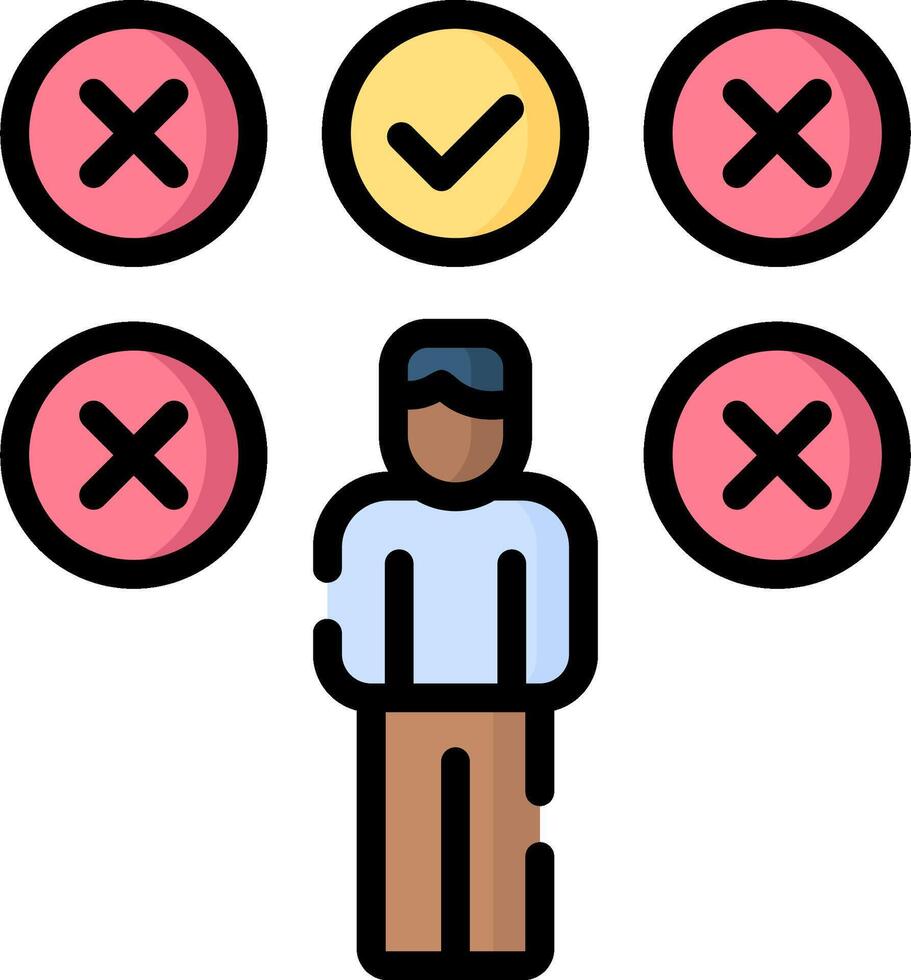 A man is surrounded by check marks and check boxes vector