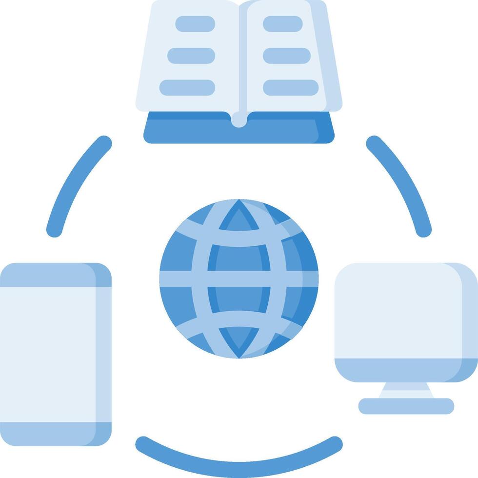 un globo, un libro, y un computadora con un globo vector
