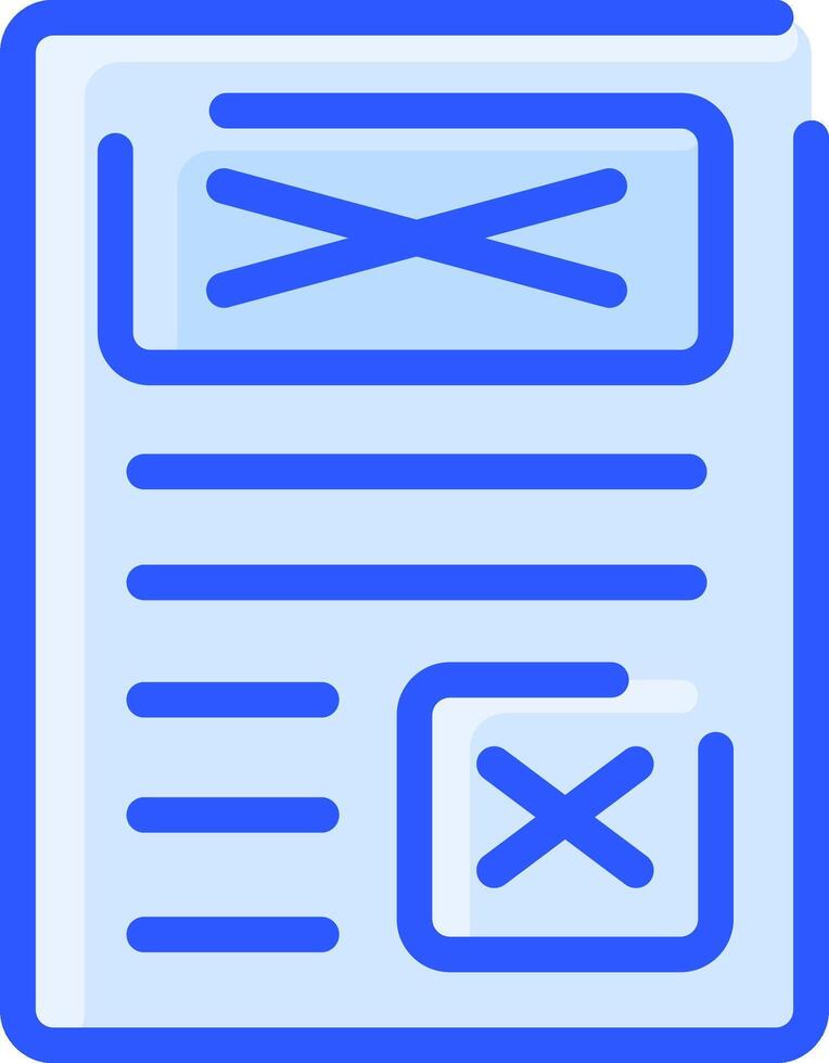 A blue and white icon of a document vector