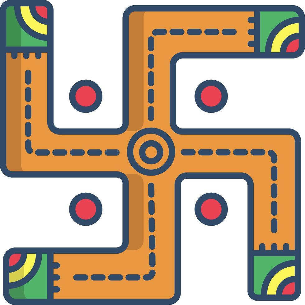 A colorful cross with four different colored dots vector