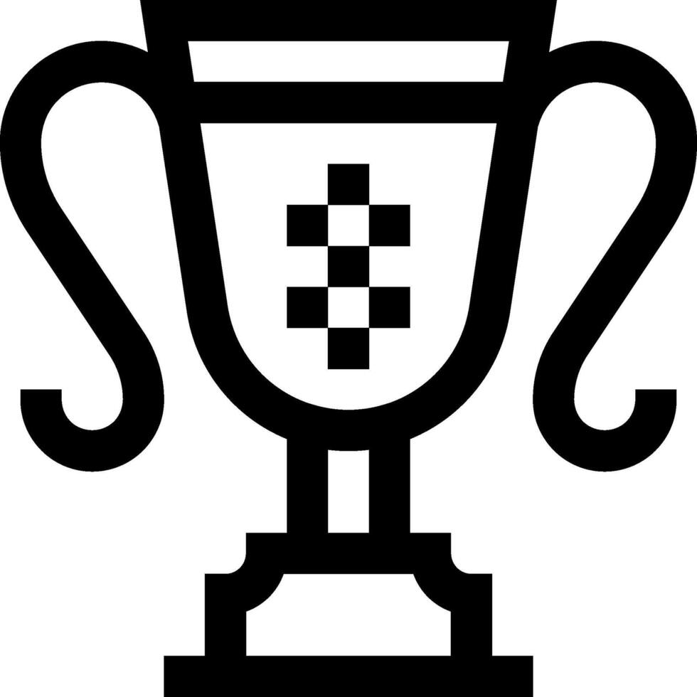 A black and white trophy with a checkered pattern vector