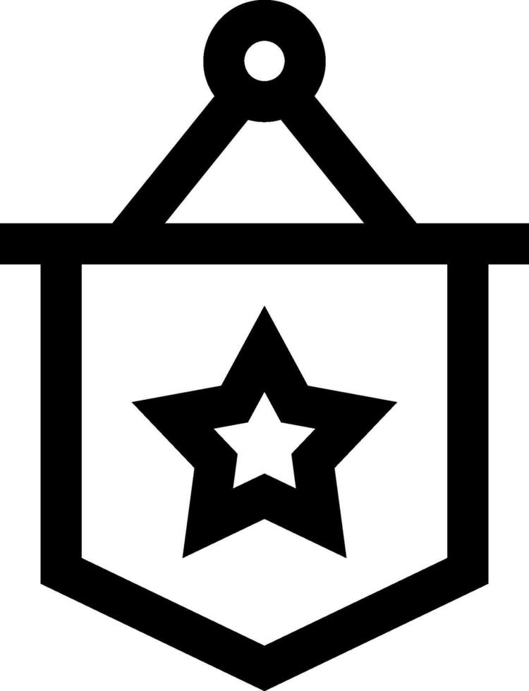 A black and white icon of a star on a badge vector