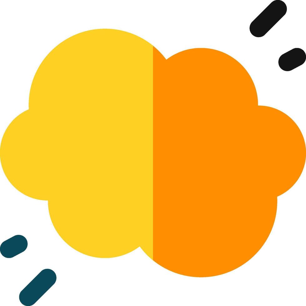 A yellow and orange cloud with a black dot vector