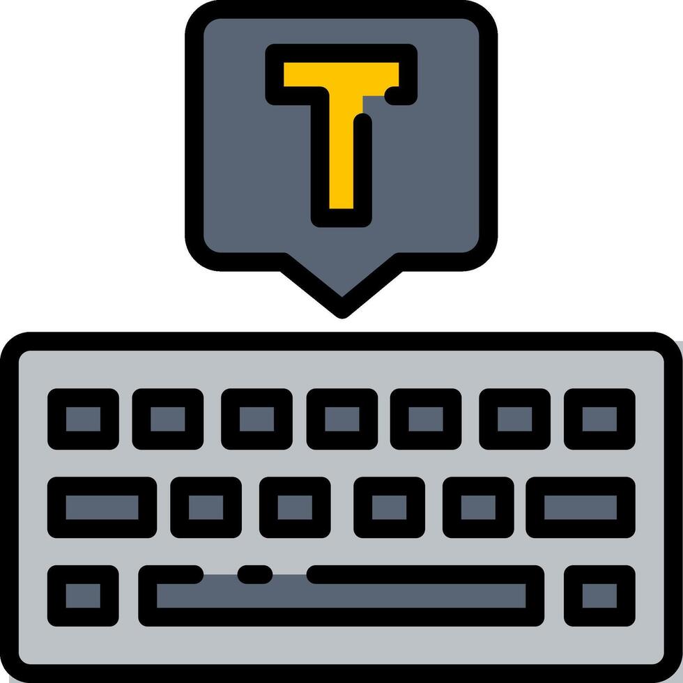 A keyboard with a yellow letter t on it vector