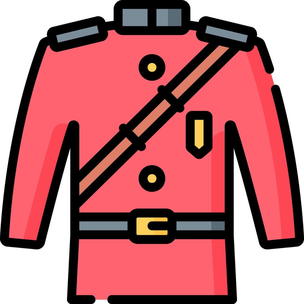 A red uniform with a belt and a belt buckle vector