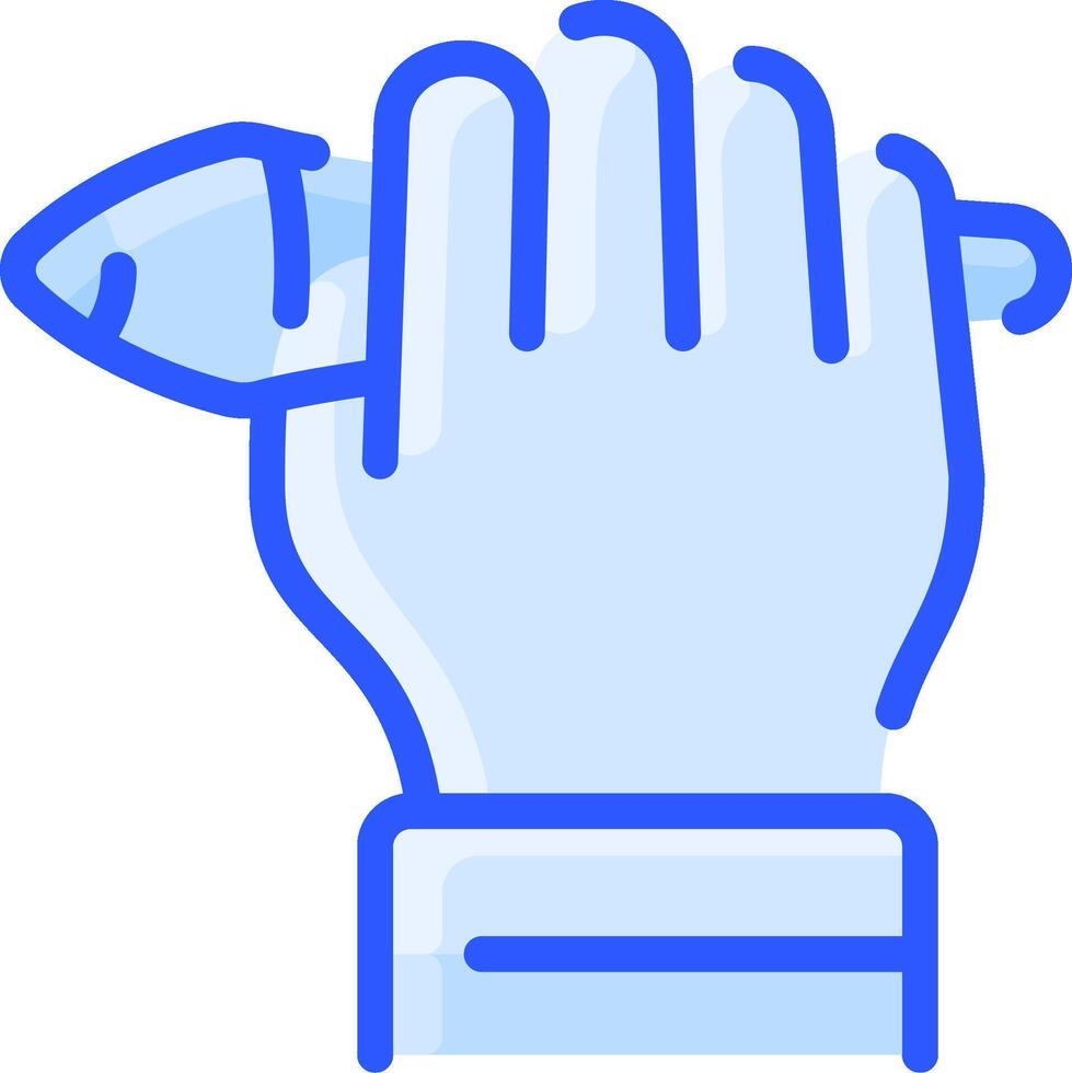 A hand holding a fish in its glove vector