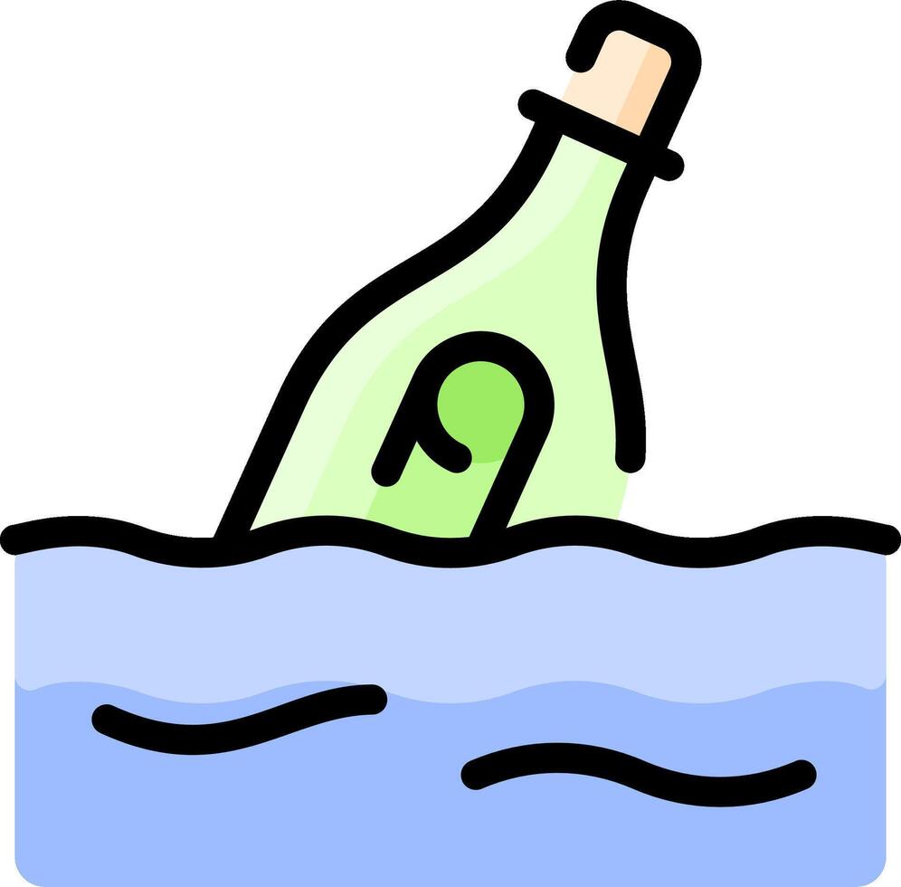 A bottle floating in the ocean with a message on it vector
