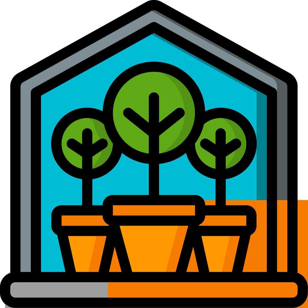 A house with three trees in pots vector