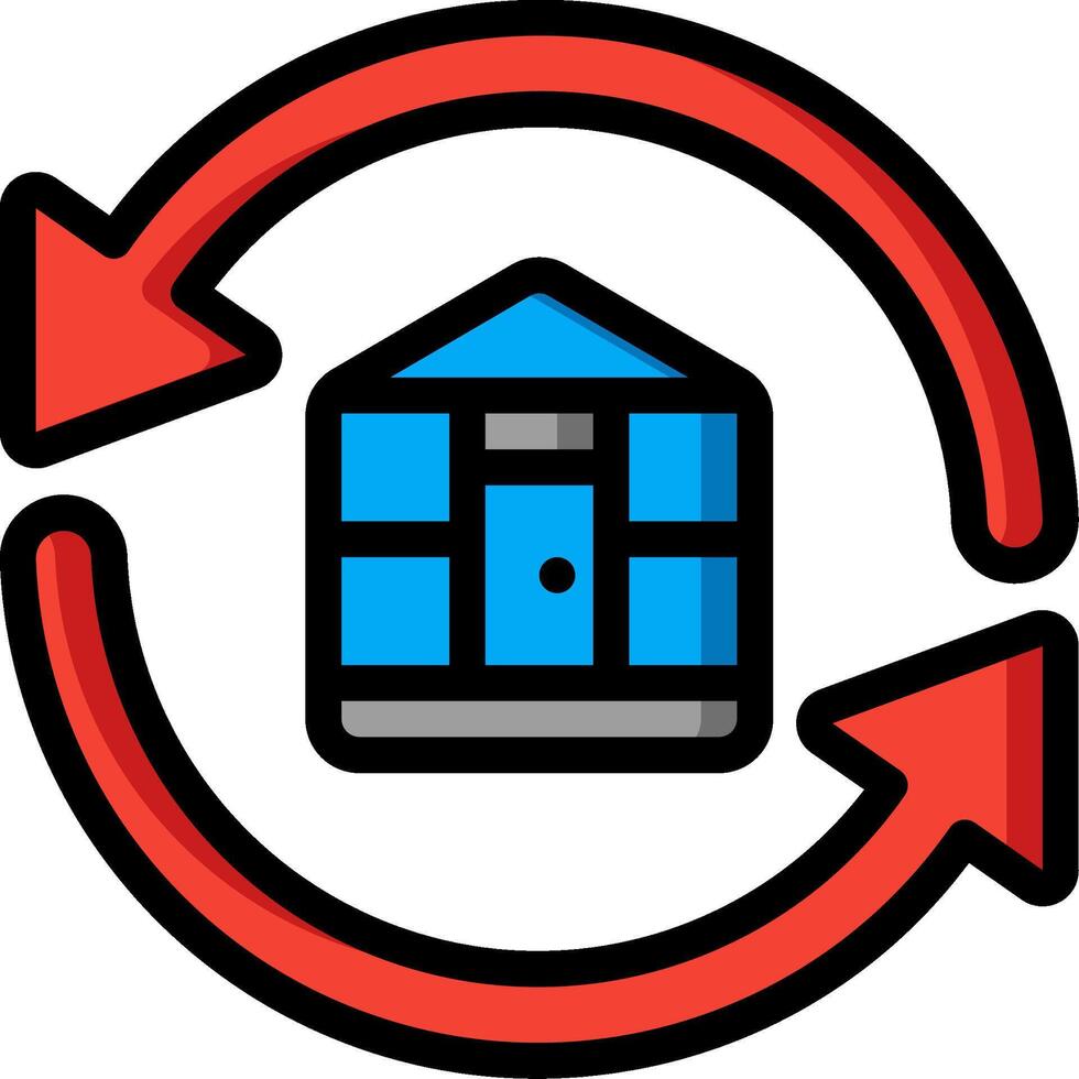 A house with a red arrow pointing to it vector