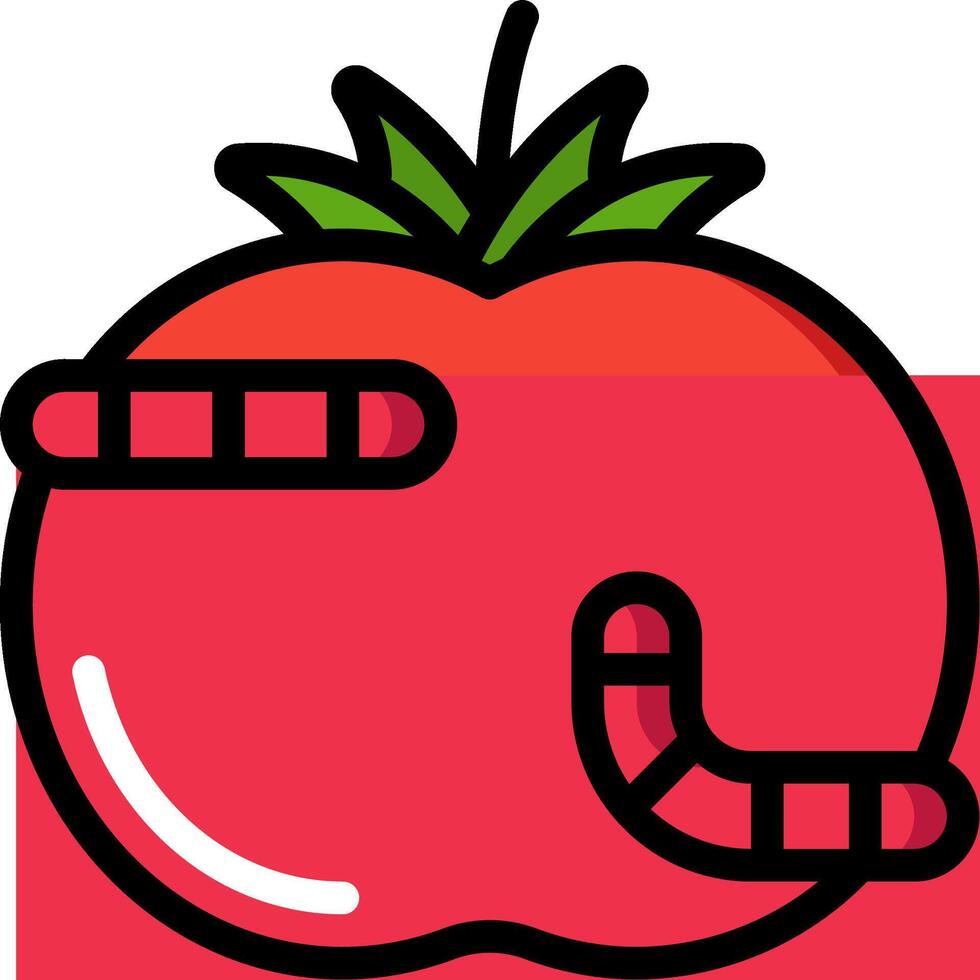 A tomato with worms on it vector