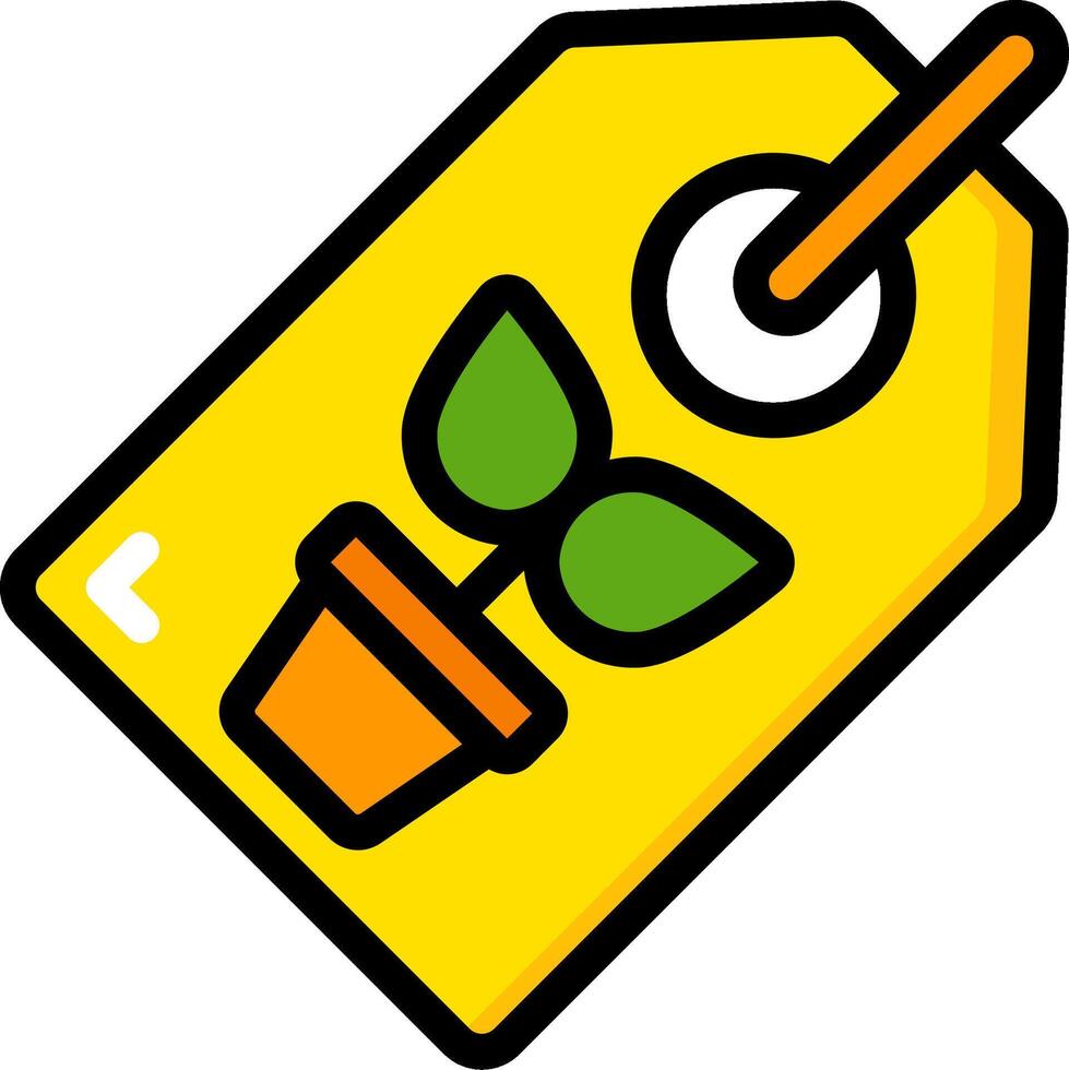 A yellow tag with a plant in it vector
