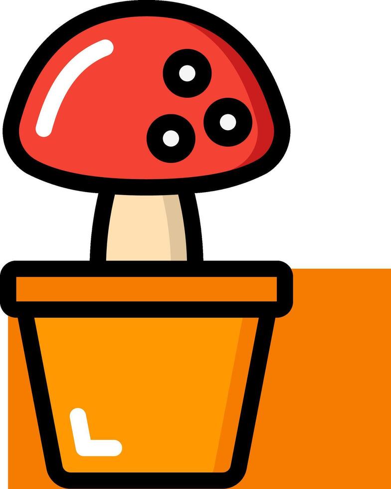 A mushroom in a pot on an orange background vector
