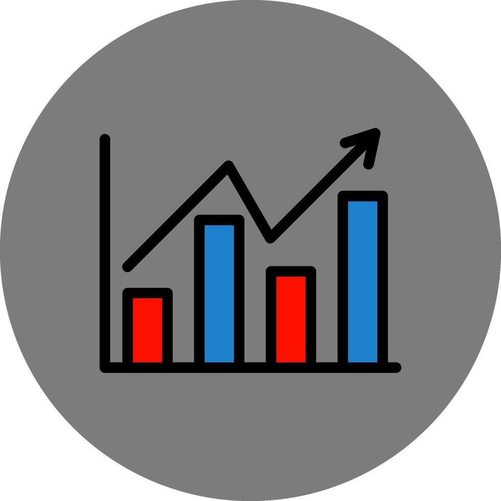 Bar Chart Filled Grey Circle Icon vector