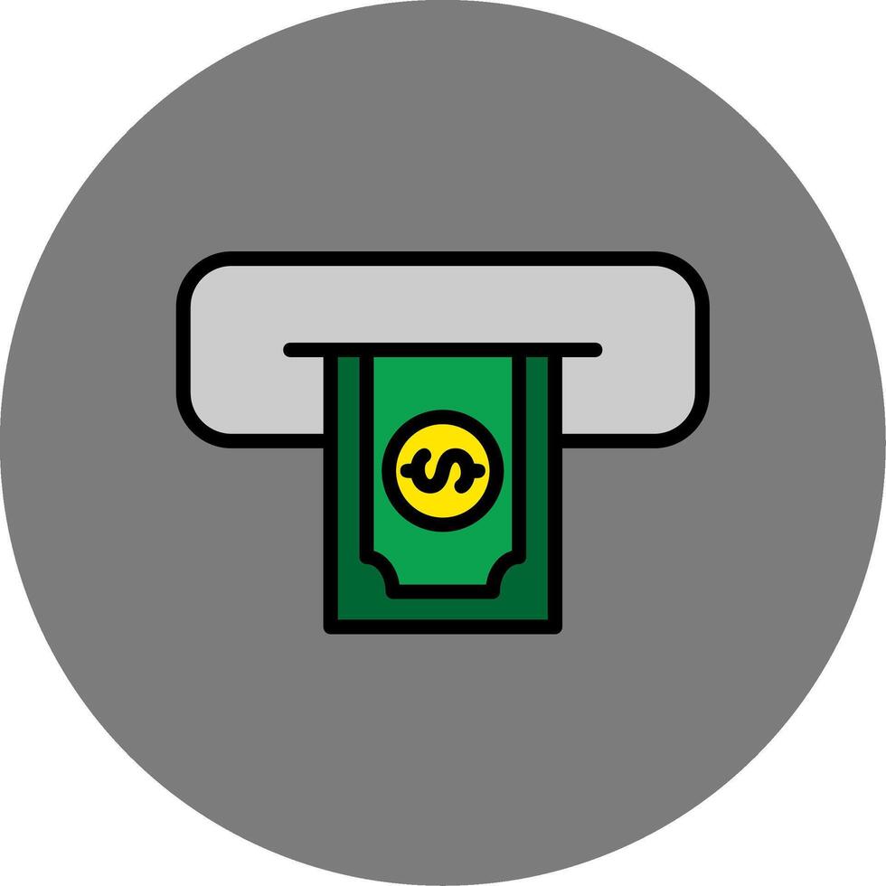 Cash Withdraw Filled Grey Circle Icon vector