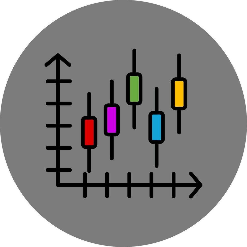 Candlestick Chart Filled Grey Circle Icon vector