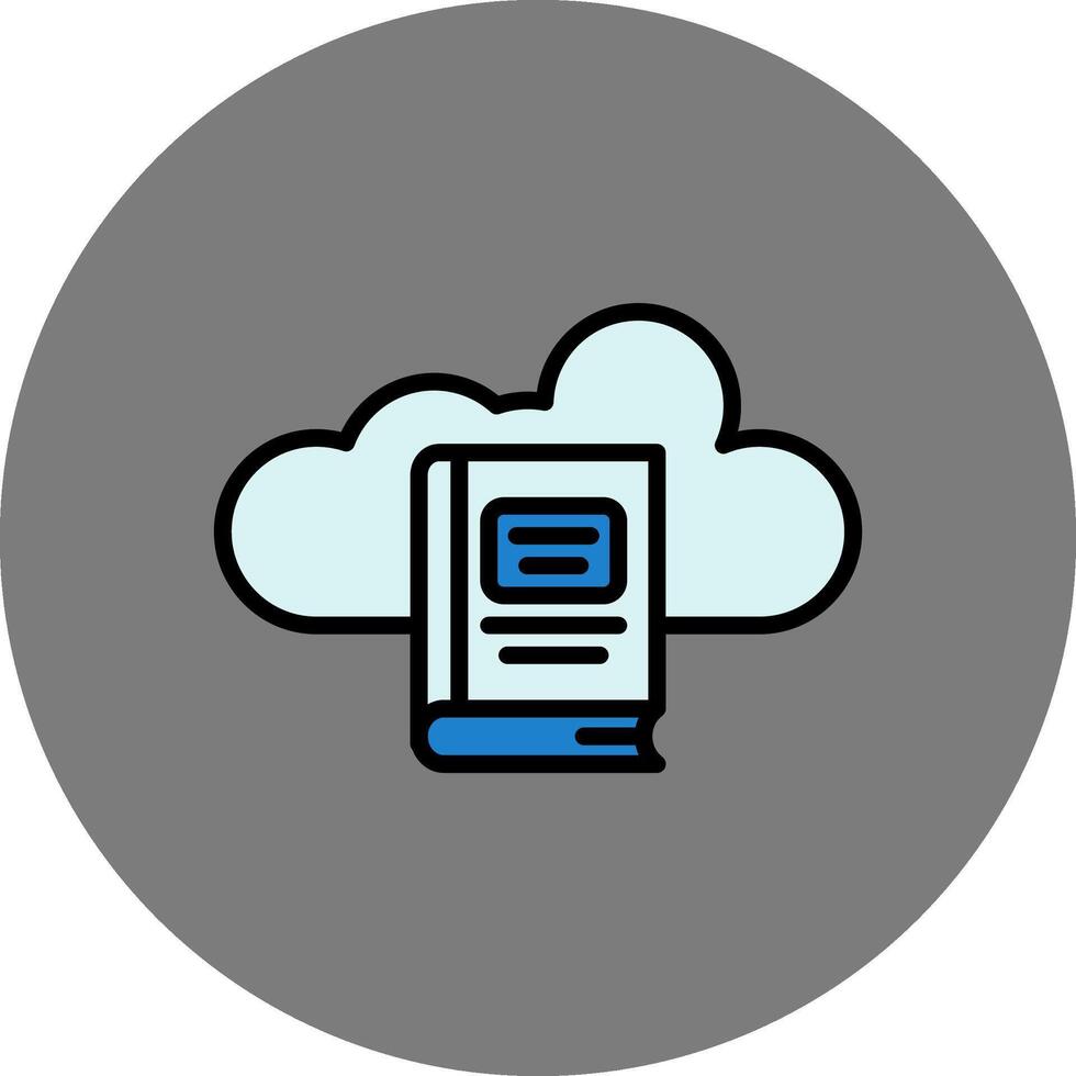 Cloud Learning Filled Grey Circle Icon vector