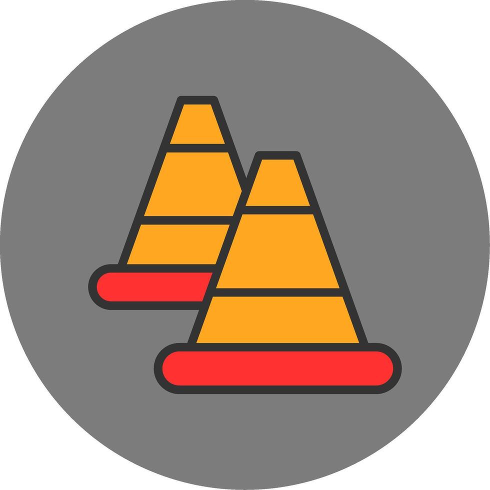 Traffic Cone Filled Grey Circle Icon vector
