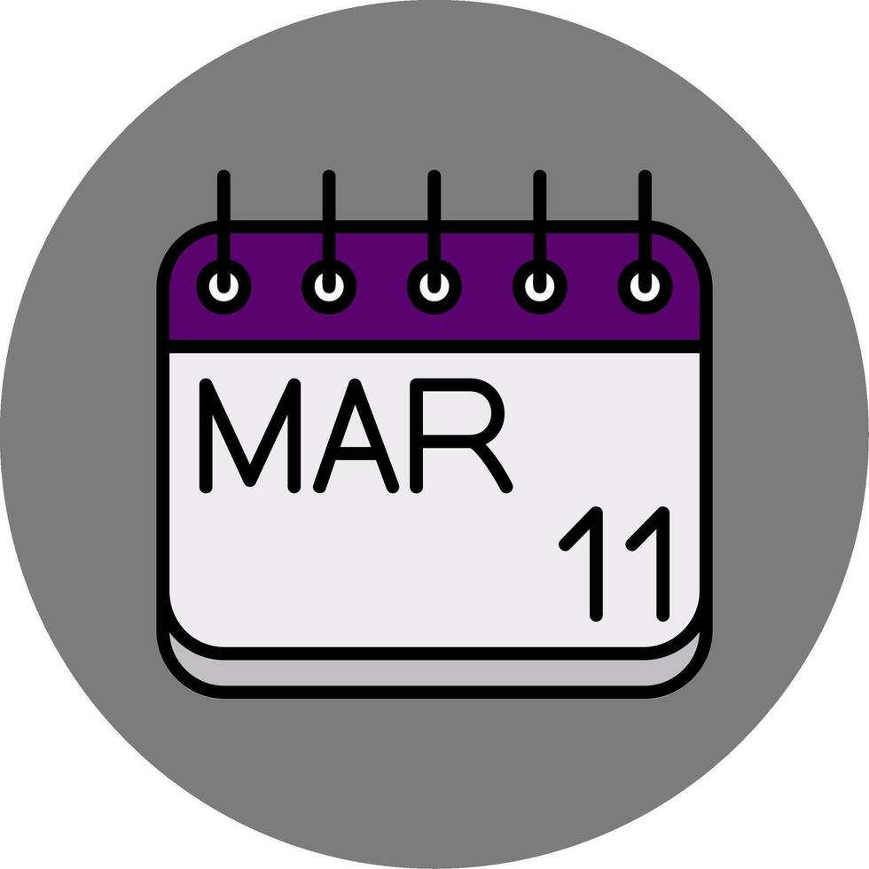 March Filled Grey Circle Icon vector