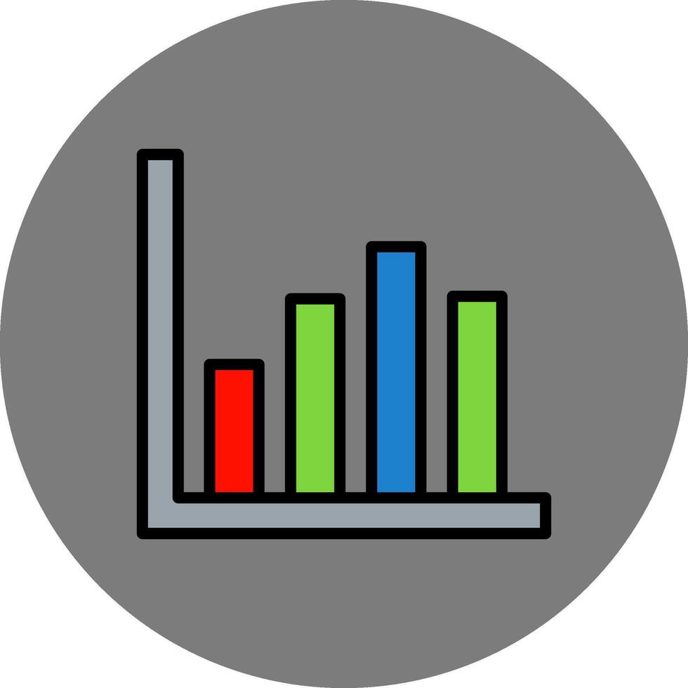 Bar Chart Filled Grey Circle Icon vector